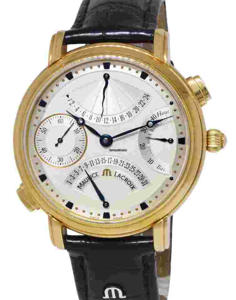 Maurice Lacroix Masterpiece
Retrograde 18k YG Silver Dial Mens Watch/Box MP7018