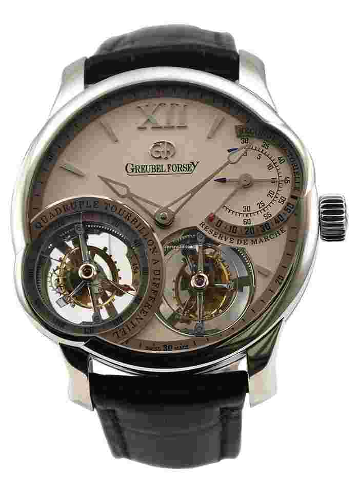 Greubel Forsey Quadruple Tourbillon
in Platinum (Originally Sold June 2011) on Black Crocodile Leather Strap with Silver Dial (Factory overhaul w 2 year factory warranty)
