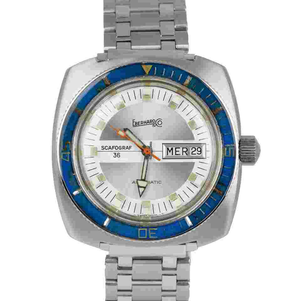 Eberhard & Co.
                           
                                 Vintage Eberhard & Co. Scafograf 36 Silver Blue 40mm Stainless Watch 26606-274