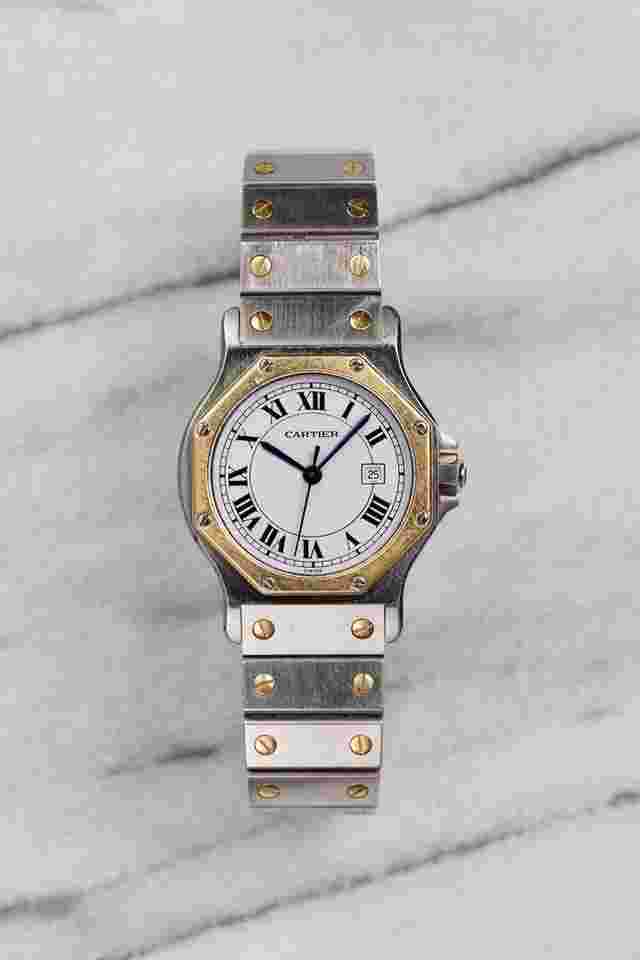 Cartier Santos
                           
                                 80s Vintage Octagon Reference 2966 Automatic Two Tone White Roman Numeral Dial 30mm