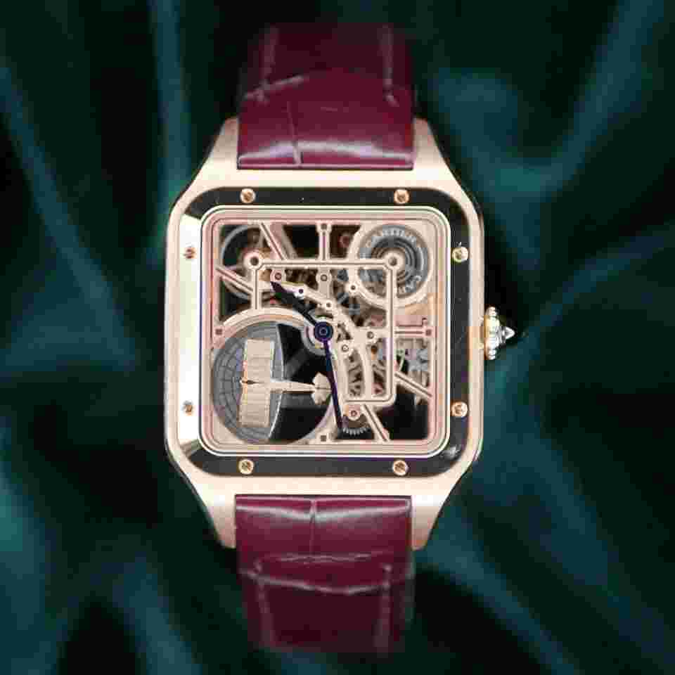 Cartier Santos Dumont
                           
                                 COMPLETE SET MINT CONDITION Santos Dumont 41mm Skeleton Micro Rotor Rose Gold WHSA0030