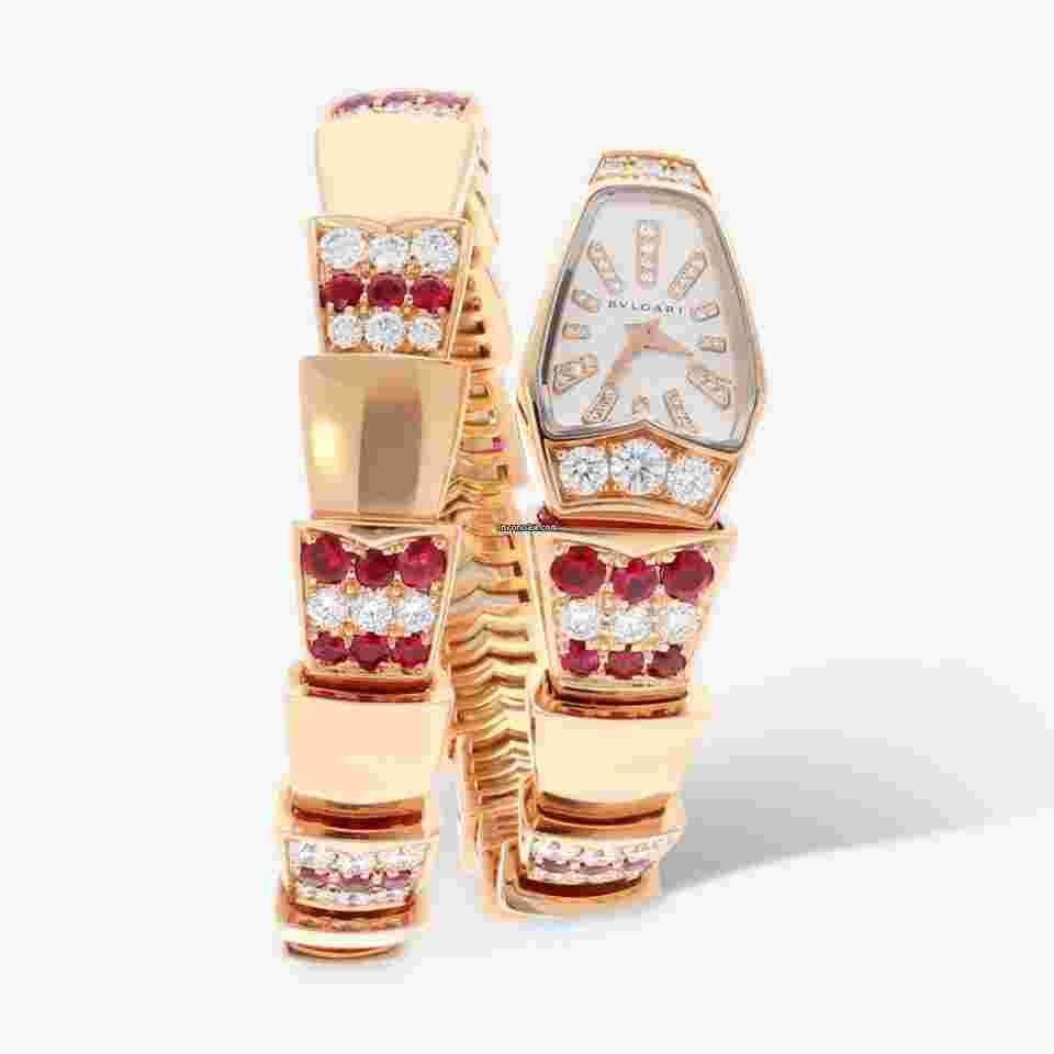 Bulgari Serpenti
                           
                                 18K Rose Gold Diamond and Ruby Quartz Ladies Watch
