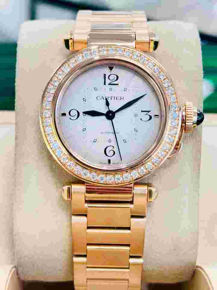 Cartier Pasha
18k Rose Gold 35mm Factory Diamond Bezel Watch wjpa0013 MINT