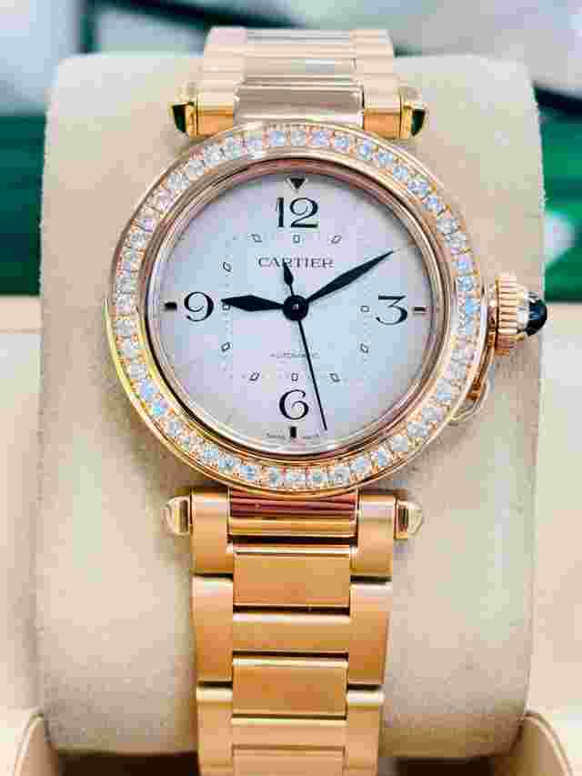 Cartier Pasha
                           
                                 18k Rose Gold 35mm Factory Diamond Bezel Watch wjpa0013 MINT