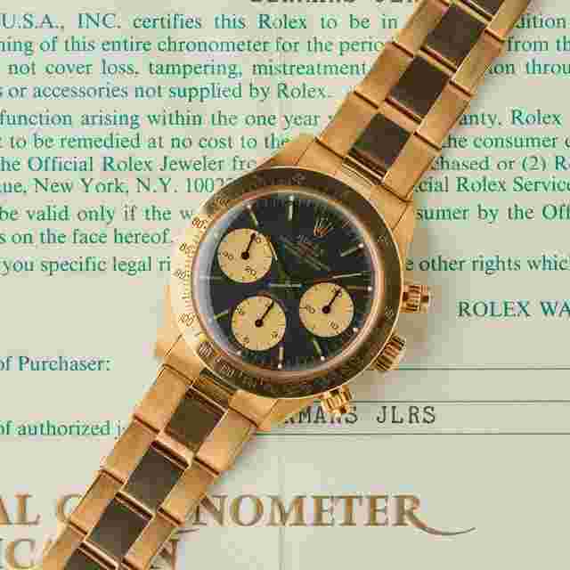 Rolex Daytona
                           
                                 6265 18K Yellow Gold - Black Dial and Champagne Counters - Full Set - NOS