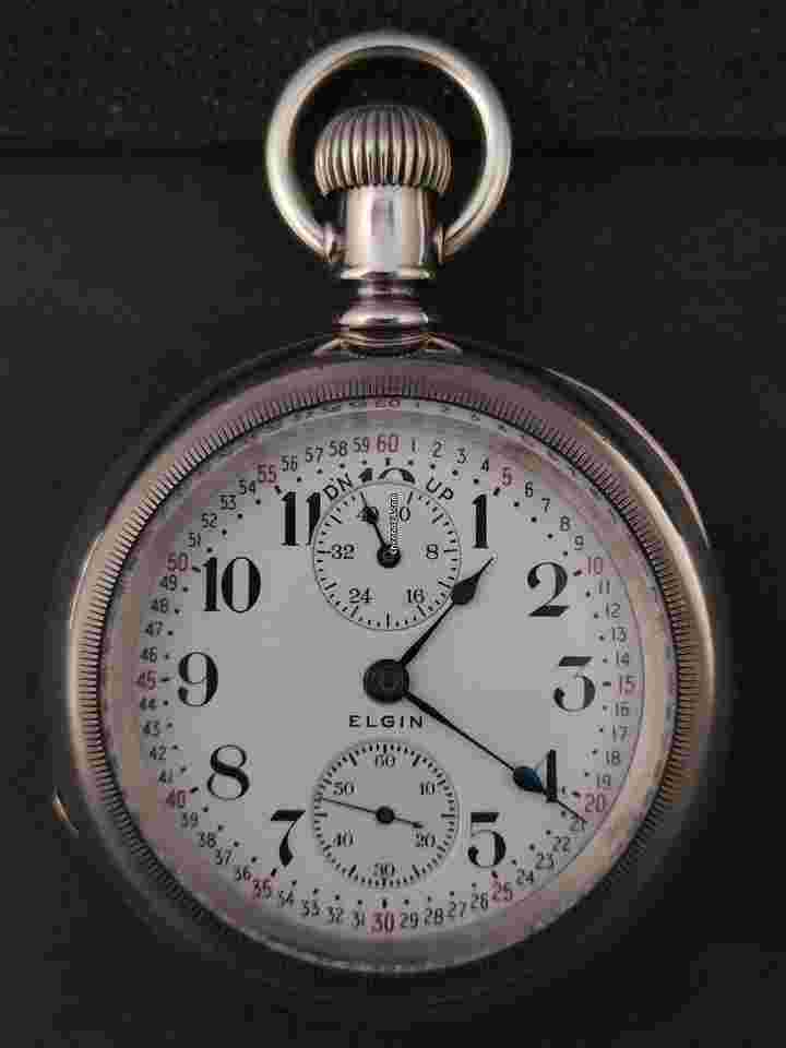 Elgin
                           
                                 Father Time Wind Indicator 6oz Silver Case (18 Size Rare Railroad Grade)