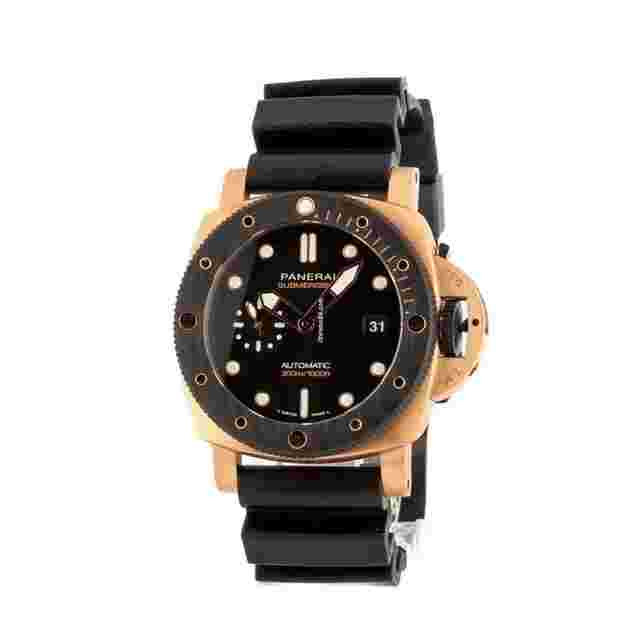 Panerai Submersible
                           
                                 Goldtech Black Dial Rubber 44 mm Mens Watch PAM02070 QuarantaQuattro oro carbo
