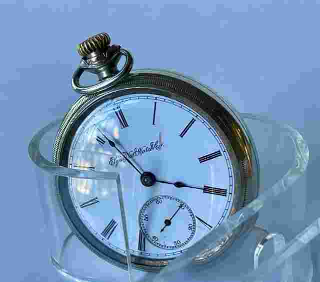 Elgin
                           
                                 Railroad Stainless Steel 14K (585) Rose Gold Inlay Train Antique Pocket Watch Made in USA