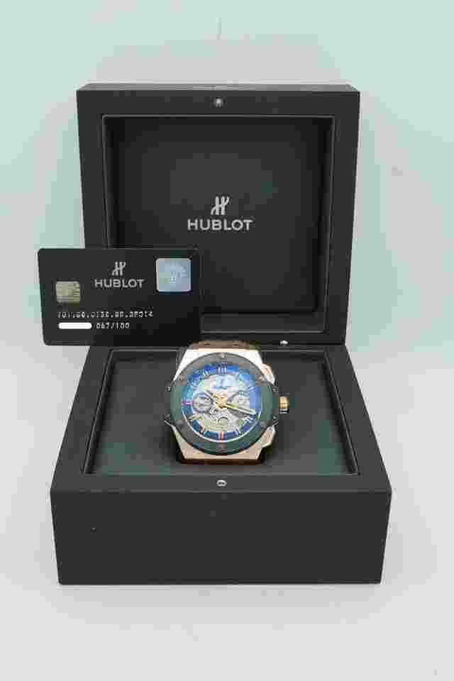 Hublot King Power
                           
                                 Special One 18K RG Automatic Chronograph Skeletonized Dial Complete Set 2023