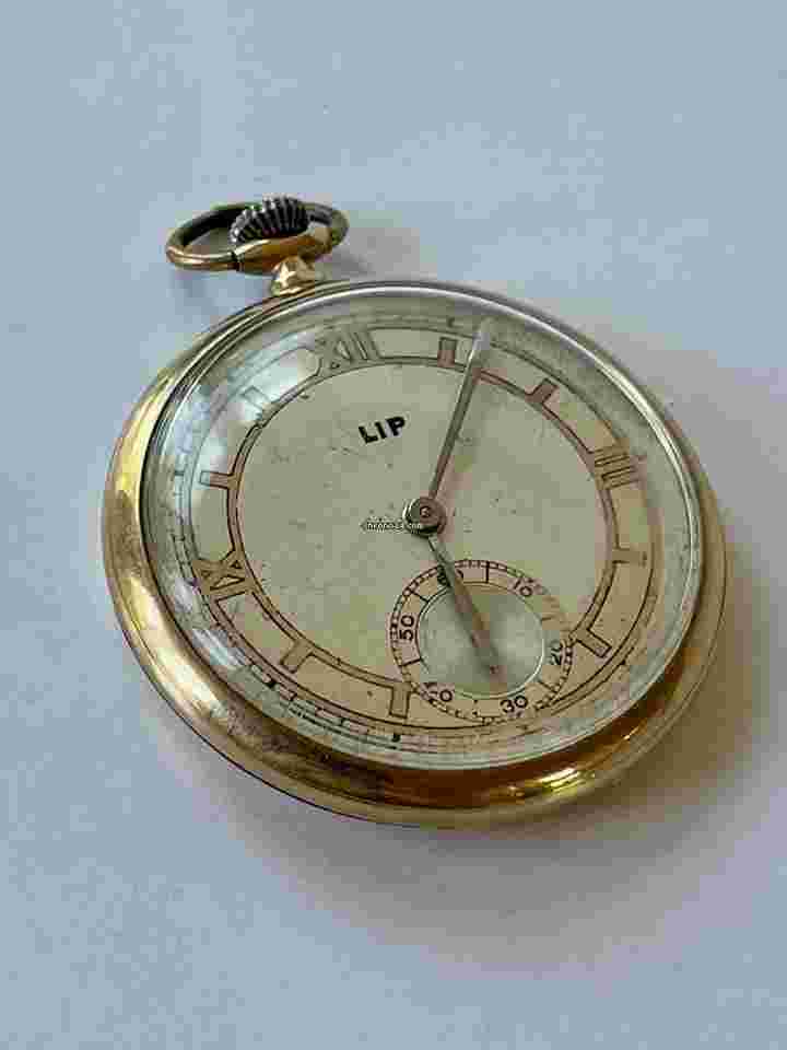 Lip
Solid 9K(375)Gold A.L.D. Dennison Art Deco 2Tone Dial Antique Pocket Watch Made in France