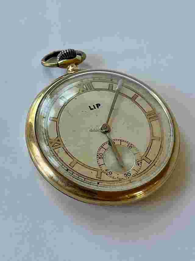 Lip
                           
                                 Solid 9K(375)Gold A.L.D. Dennison Art Deco 2Tone Dial Antique Pocket Watch Made in France
