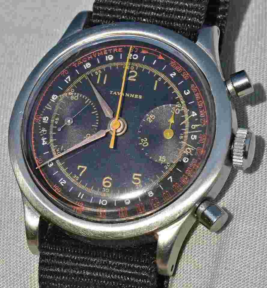 Tavannes Vintage Tavannes Chronograph 1940’s Brevet Case 189190 Very Rare Caliber 4001