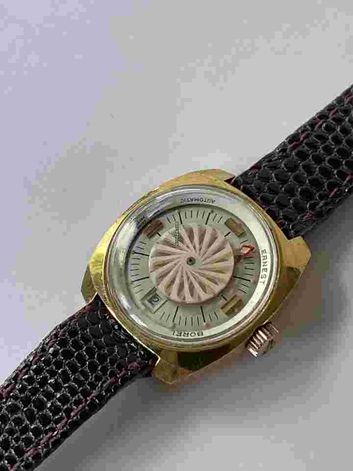 Ernest Borel
Automatic Cocktail Kaleidoscope Calendar Date Gold Capped Ladies Vintage Swiss Made