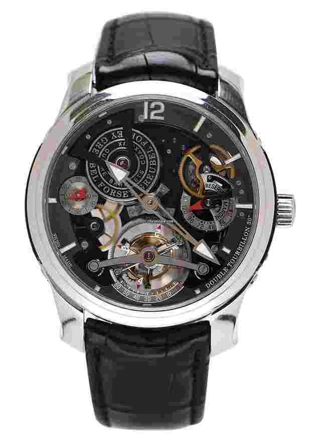 Greubel Forsey Double Tourbillon 30°
                           
                                 Bi-Color Technique in Platinum Unique Edition 22 pieces on Black Leather Strap with Openwork Dial (Small Mark on Bezel at "6"