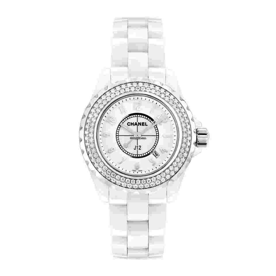 Chanel J12
H0967 White Ceramic Diamond Bezel White Arabic Dial 33 mm