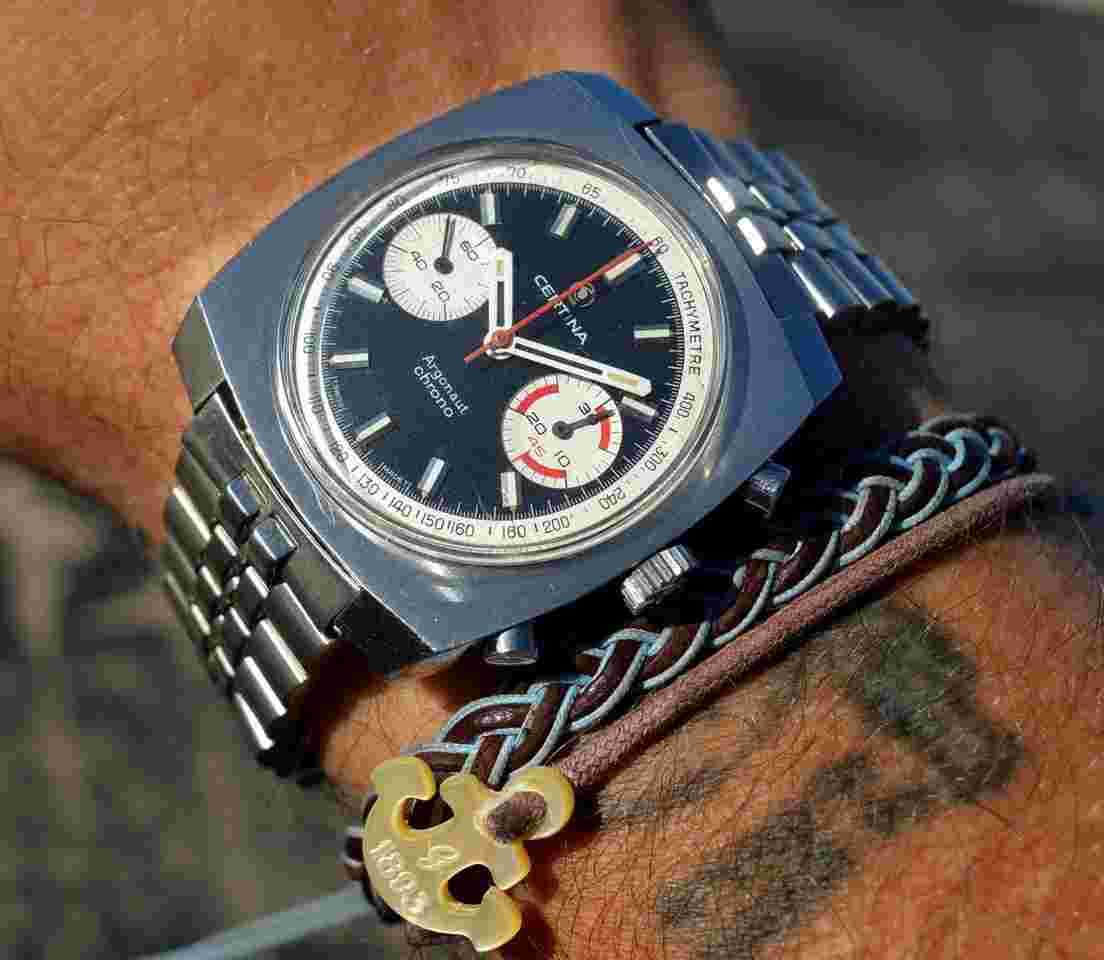Certina Full Set Argonaut Chrono I Series 1968 Valjoux 23 Reverse Panda Oversized 39mm Unpolished
