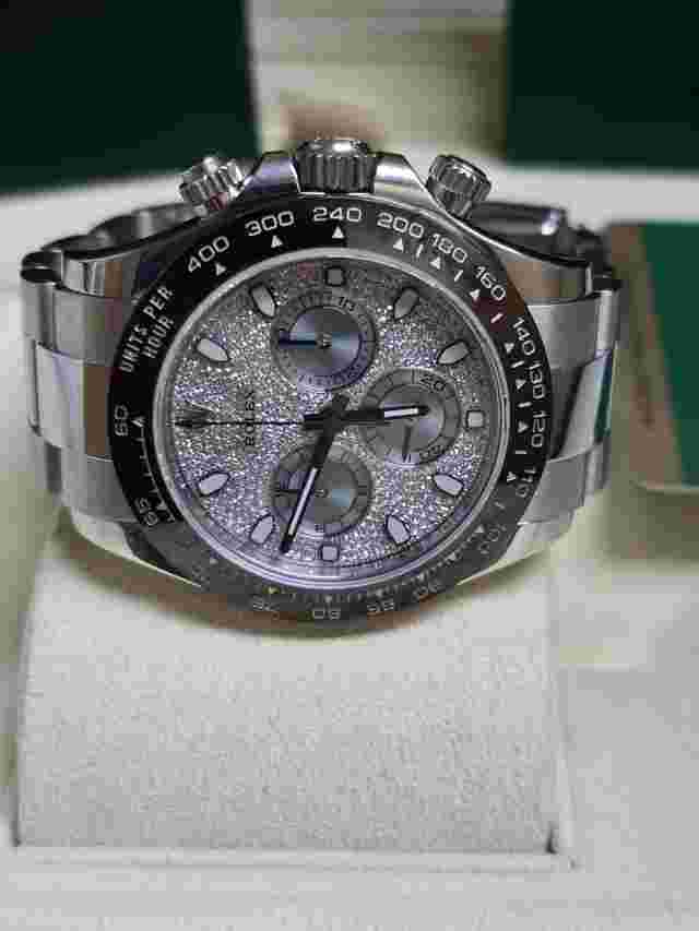 Rolex Daytona
                           
                                 116506 Cosmograph Platinum Factory Pave Diamond Dial. Stunning