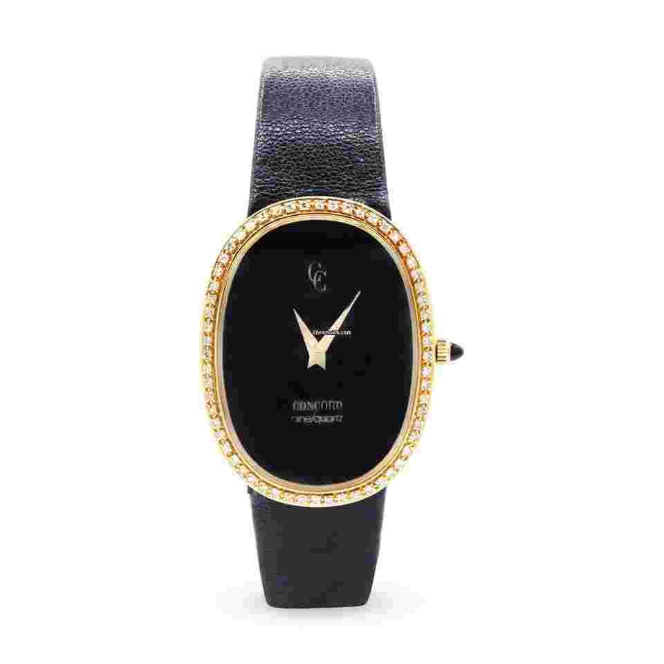 Concord
RARE DIAL Vintage Ladies Nine Quartz 18K Yellow Gold with Factory Diamonds