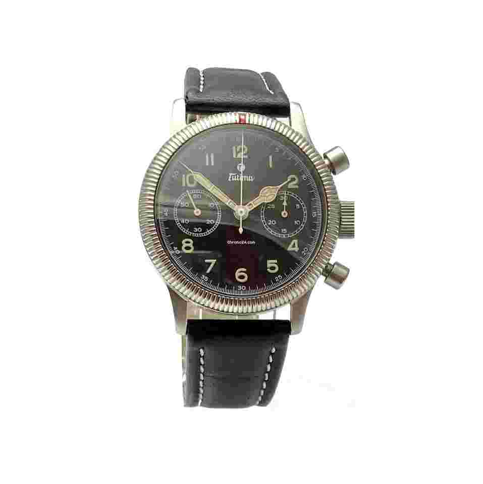Tutima Flieger Chronograph 1941 783-01 Original Leather Black Dial Men's 38mm