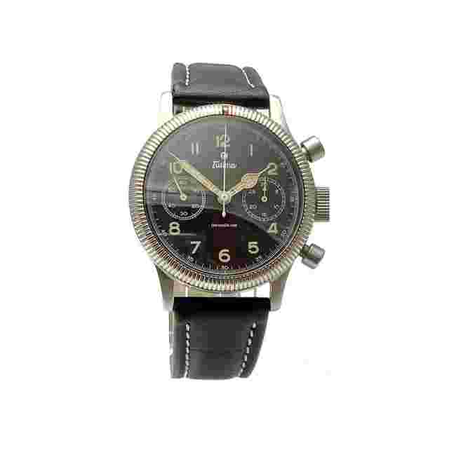 Tutima Flieger Chronograph 1941 783-01 Original Leather Black Dial Men's 38mm