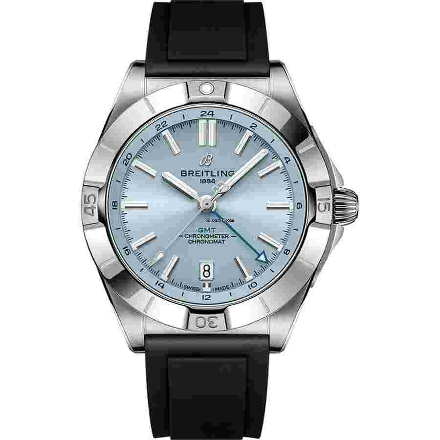 Breitling Chronomat GMT
                           
                                 40mm Ice Blue Dial P32398101C1S1 Stainless Steel With Black Rubber Watch 2024