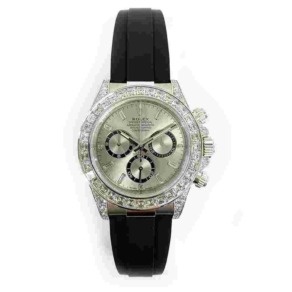 Rolex Daytona
                           
                                 Factory Set Stones White Gold Silver Diamond Dial 126539TBR