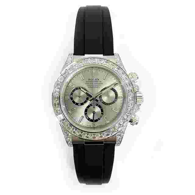 Rolex Daytona
                           
                                 Factory Set Stones White Gold Silver Diamond Dial 126539TBR
