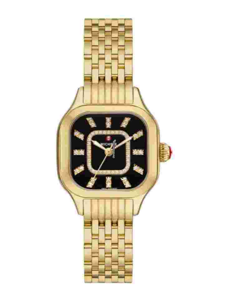 Michele
                           
                                 MWW33B000016 Meggie 29mm Gold Tone Steel Black Dial Quartz Women's Watch