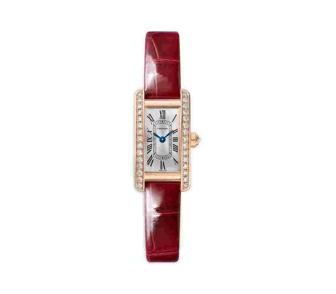 Cartier Tank Américaine
                           
                                 15mm Tank Americaine 18k Rose Gold Diamond Bezel Quartz