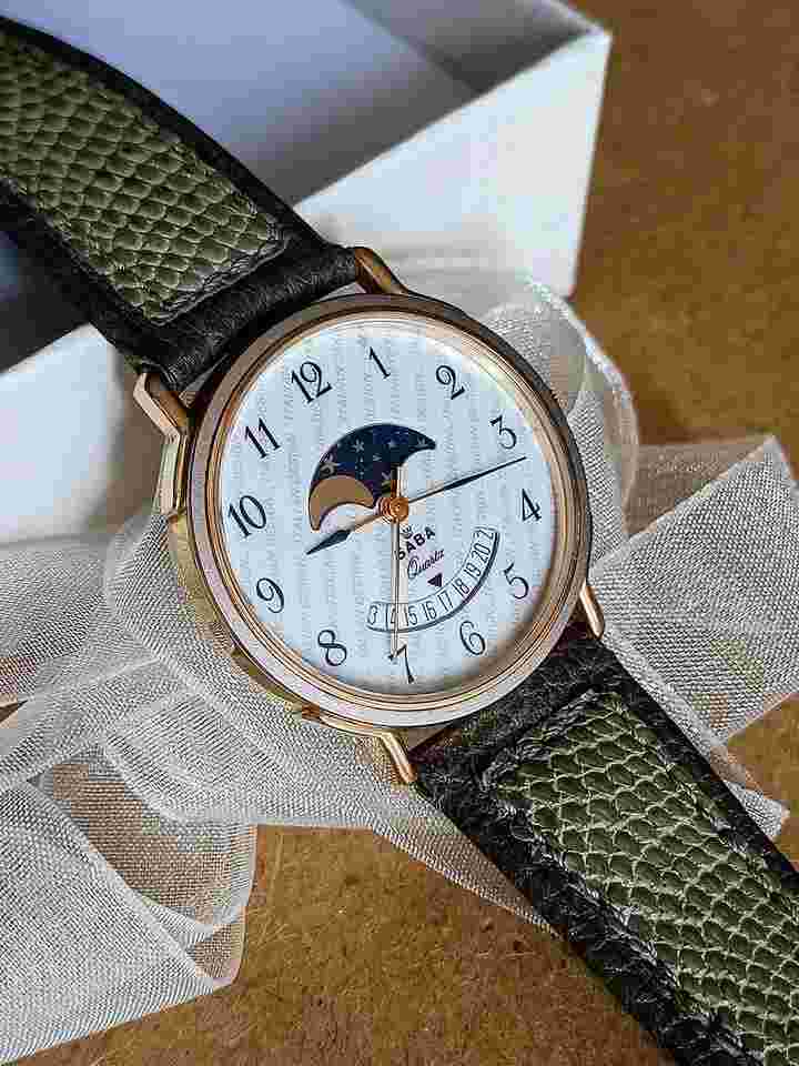 Saba Quartz Saba Lady Watch - St.Steel/Gold Plated Vintage '85/90 N.O.S. Very nice White porcelain dial Arabic numerals