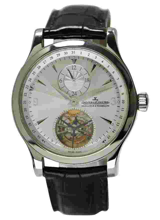 Jaeger-LeCoultre Master Tourbillon
                           
                                 LeCoultre Master Control Tourbillon in Stainless Steel on Black Leather Strap with Silver Dial