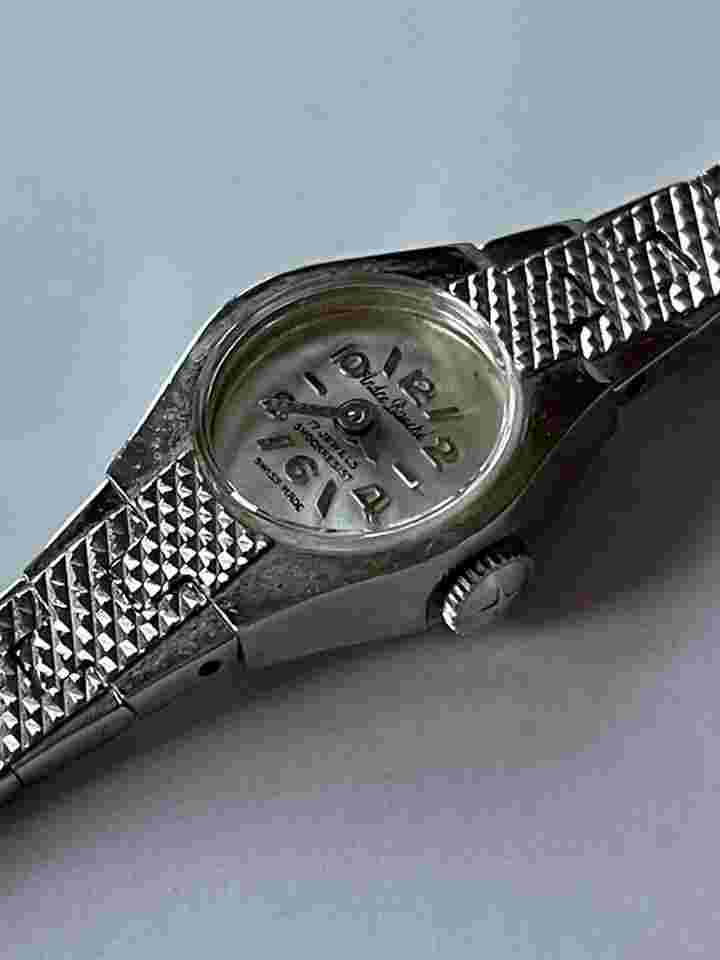 Andre Bauche Ladies Stainless Steel Art Deco Style Vintage Swiss Made 