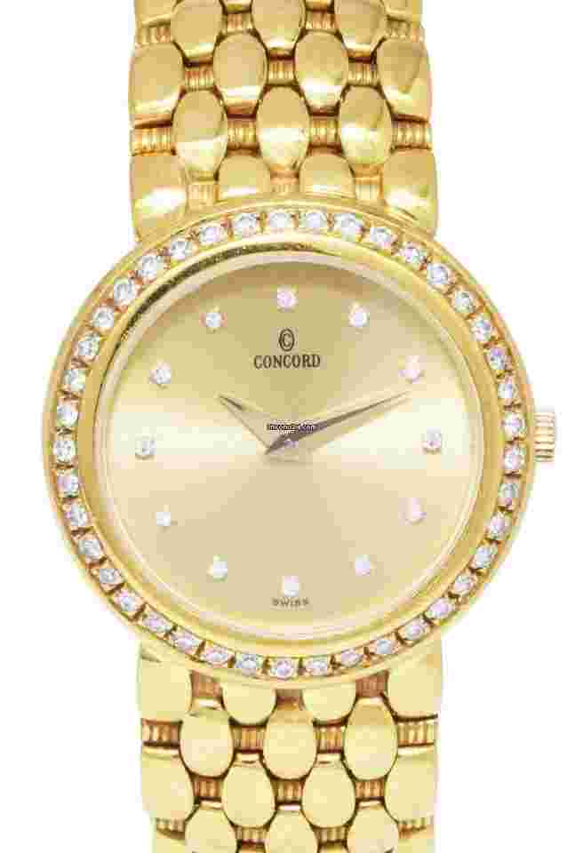 Concord
Vintage 18k Yellow Gold Diamond Ladies 26mm Quartz Watch 59-62-262