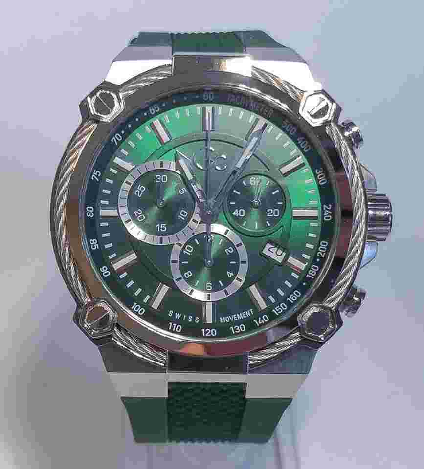 Guess GC (Guess Collection) Luxury Watches Cableforce Chrono Silicone Green Y24019G9MF