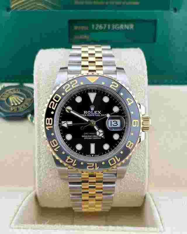 Rolex GMT-Master II
                           
                                 In Stock 2024 GMT-Master II Black Dial 126713GRNR 18k Two Tone YG Jubilee Bracelet