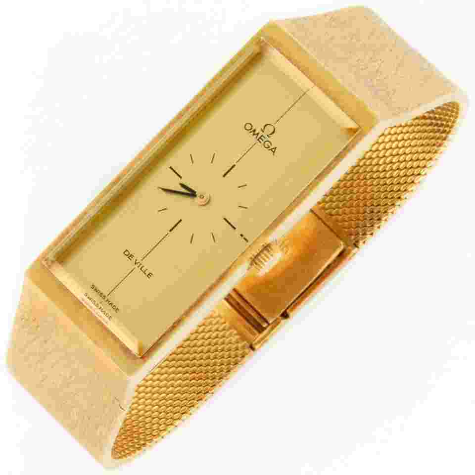 Omega
                           
                                 Vintage De Ville Ladies 18K Gold Long Rectangular Bracelet BA.711.8324