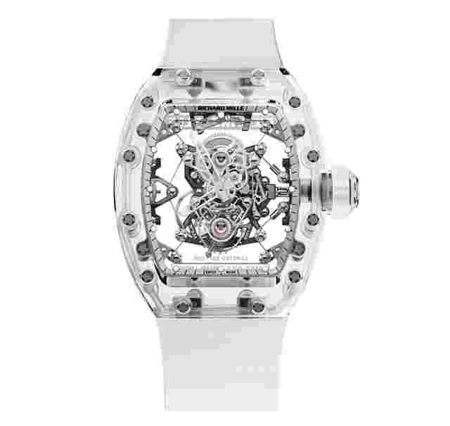 Richard Mille
                           
                                 Tourbillon Sapphire RM56-02 Sapphire Case - Skeletonized Dial - White Rubber Strap