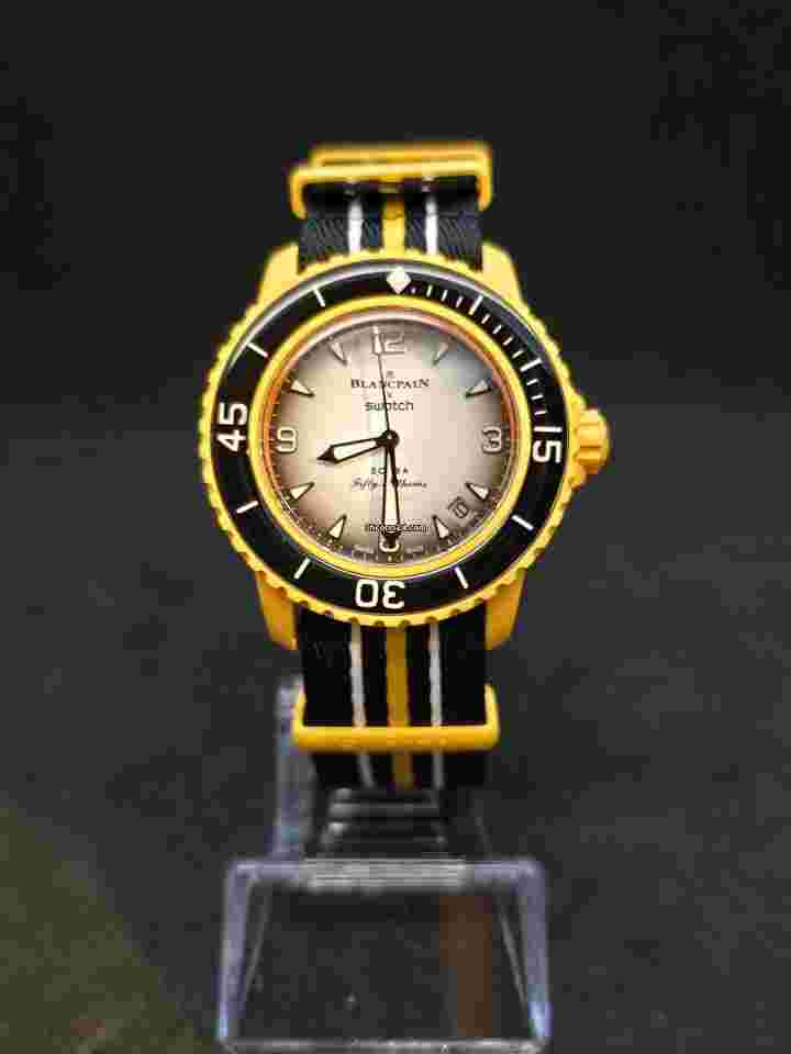 Swatch Scuba Fifty Fathoms
                           
                                 NEW Blancpain X Swatch Scuba Fifty Fathoms Pacific Ocean Yellow SO35P100