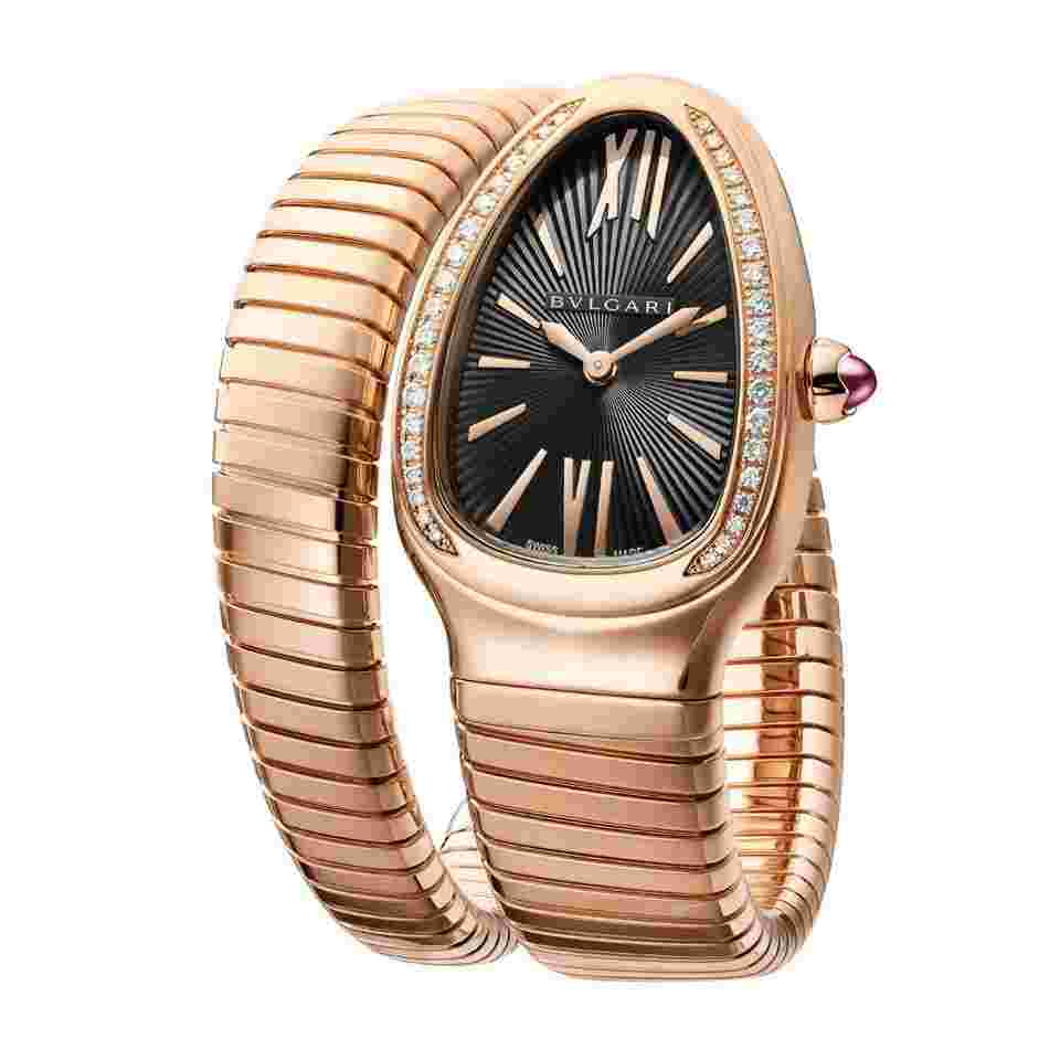Bulgari Serpenti
Tubogas 18k Rose Gold 35mm Diamond Black Oplaine Guilloché Soleil Edition