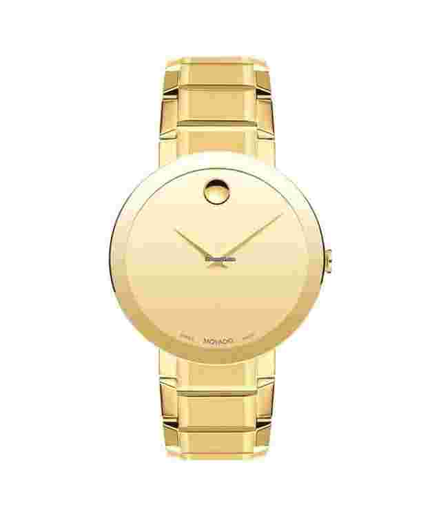 Movado Sapphire
                           
                                 Mens 39mm Gold Plated Stainless Gold Dial Watch 0607180