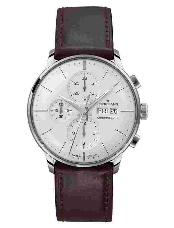 Junghans Meister Chronoscope
40.7 mm White Dial Leather Strap Watch 27/4120.03