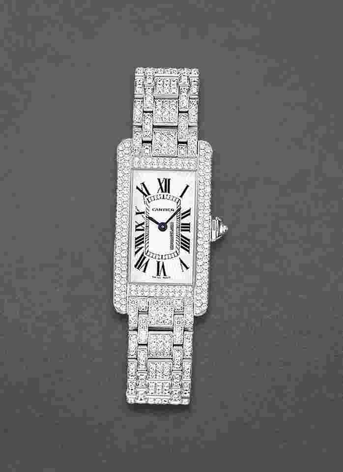 Cartier Tank Américaine
Small Size 4 Bar Diamond Case - Full Pave Diamond Bracelet