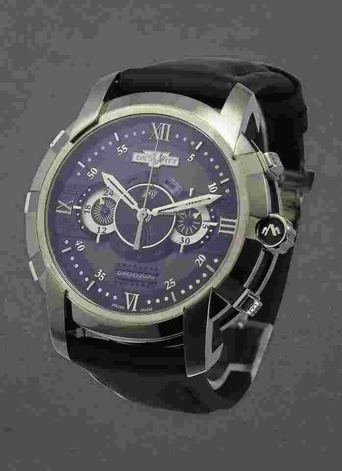 Dewitt
Glorious Knight 46mm Chronograph Automatic in Stainless Steel On Black Leather Strap with Black Dial