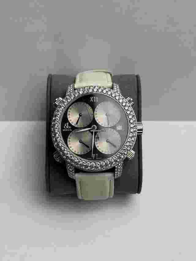 Jacob & Co. Five Time Zone
                           
                                 H24 Stainless Steel 47mm Black Dial Diamond Bezel