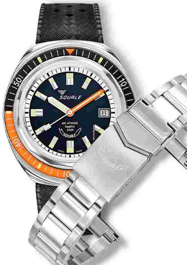 Squale
                           
                                 2001 Heritage Limited Edition - Tropical Rubber Strap + Steel Bracelet - OFFICIAL DEALER