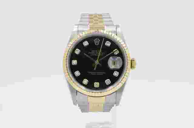 Rolex Datejust 36
                           
                                 16233 factory black big diamond dial 36mm 1996 with box and papers