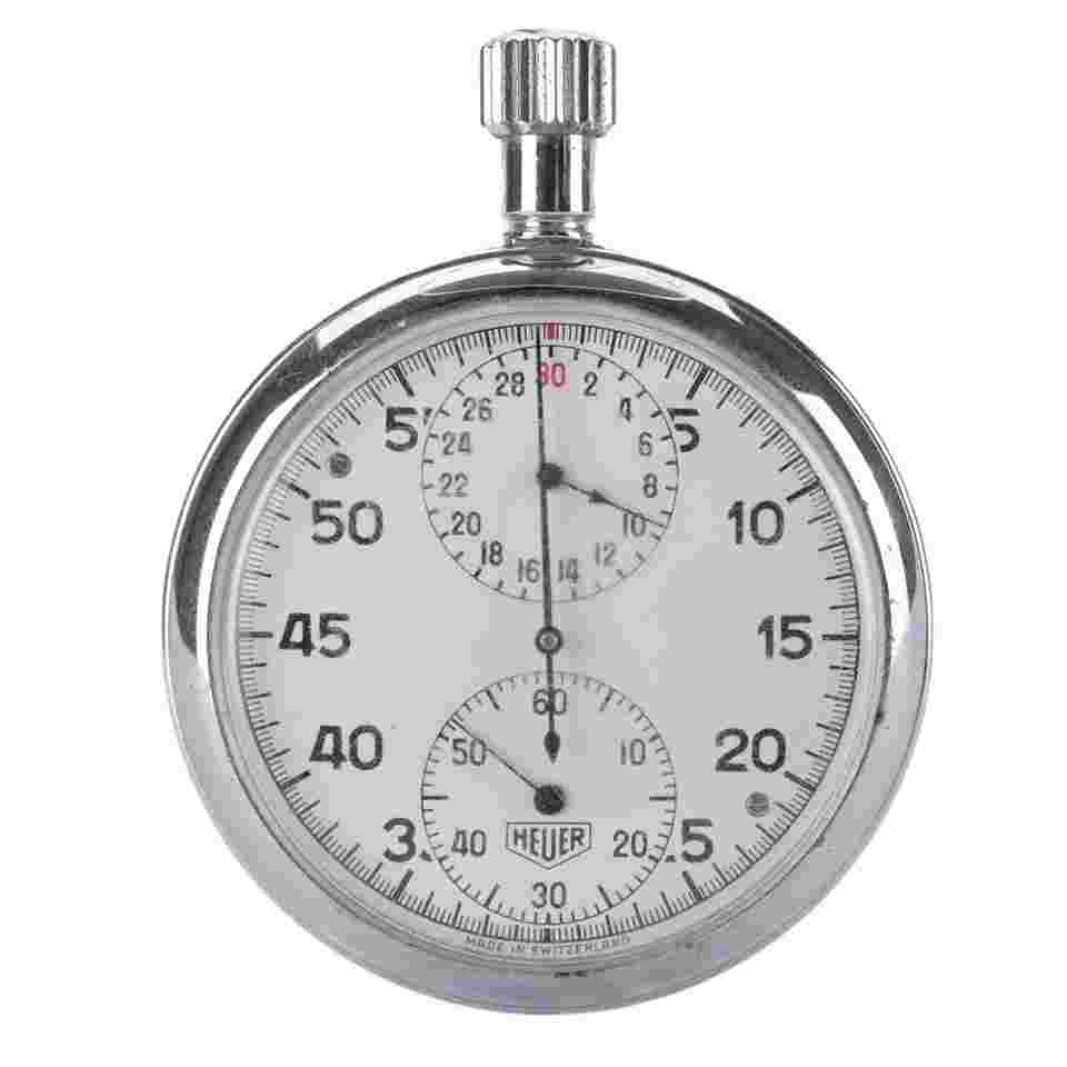 TAG Heuer
1950's Heuer 520 White 3 Dial 51mm Permanent Motion Stopwatch