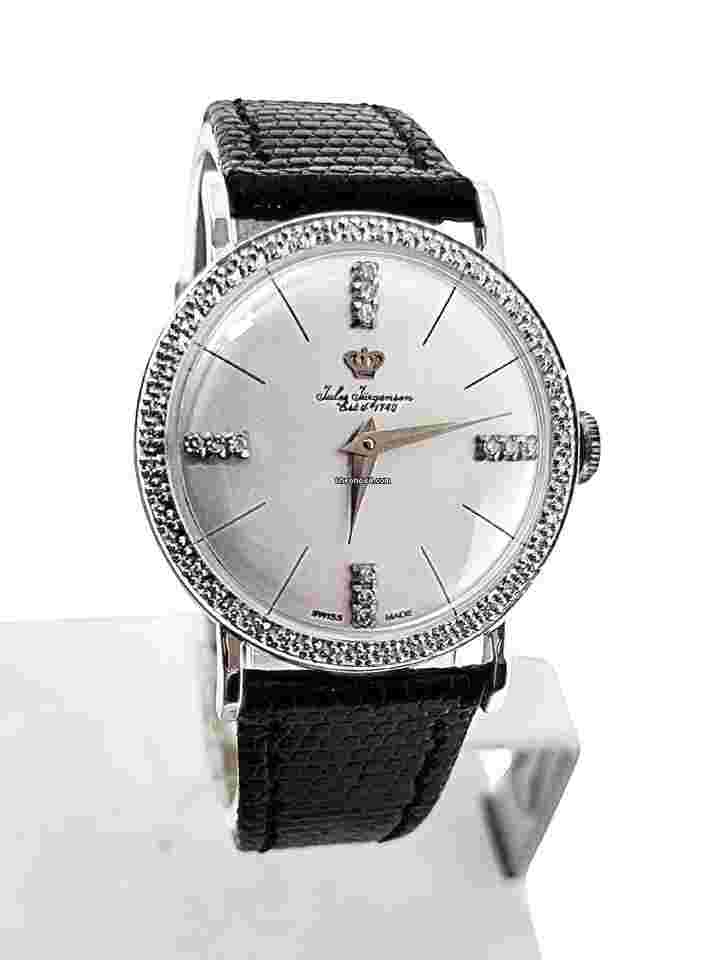 Jules Jürgensen
                           
                                 Vintage 14k White Gold JULES JURGENSEN Winding Watch with Diamonds c.1960s EXLNT
