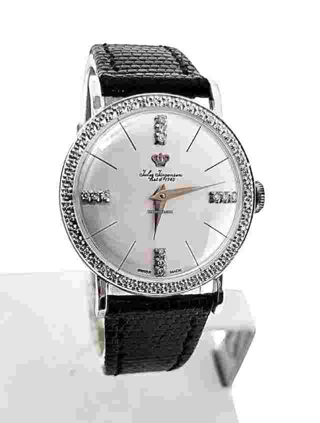Jules Jürgensen
                           
                                 Vintage 14k White Gold JULES JURGENSEN Winding Watch with Diamonds c.1960s EXLNT