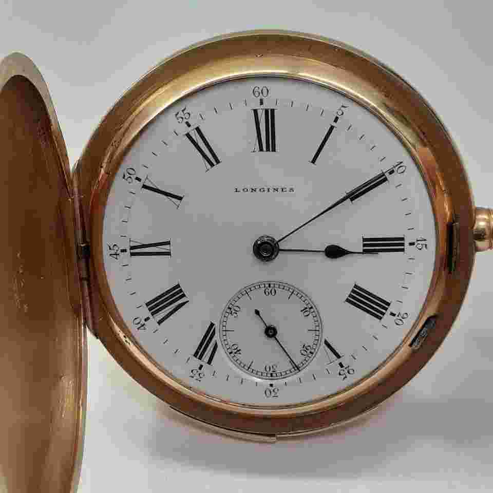 Pocket Watches Very Rare Longines Pocket Watch 22 lignes 54 mm 18K Yellow Gold 127 Grams